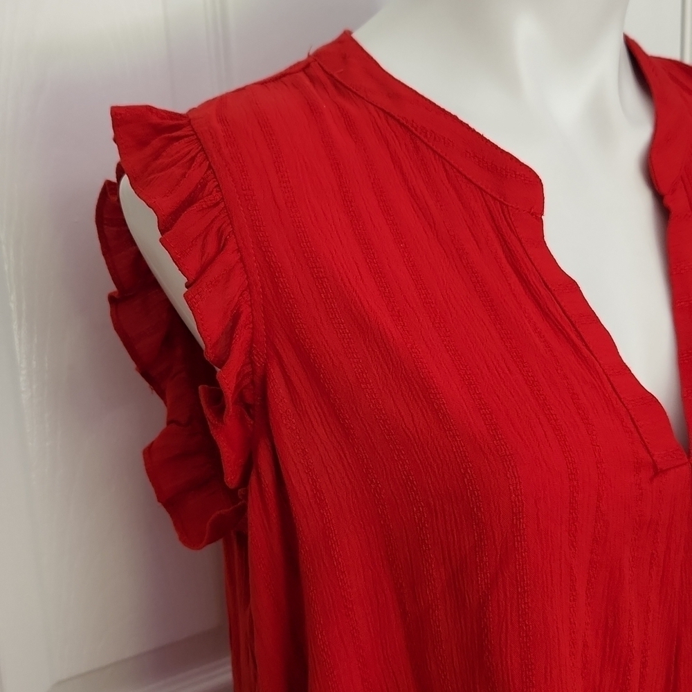 Universal Thread Red Ruffled Shirt - Picture 6 of 12